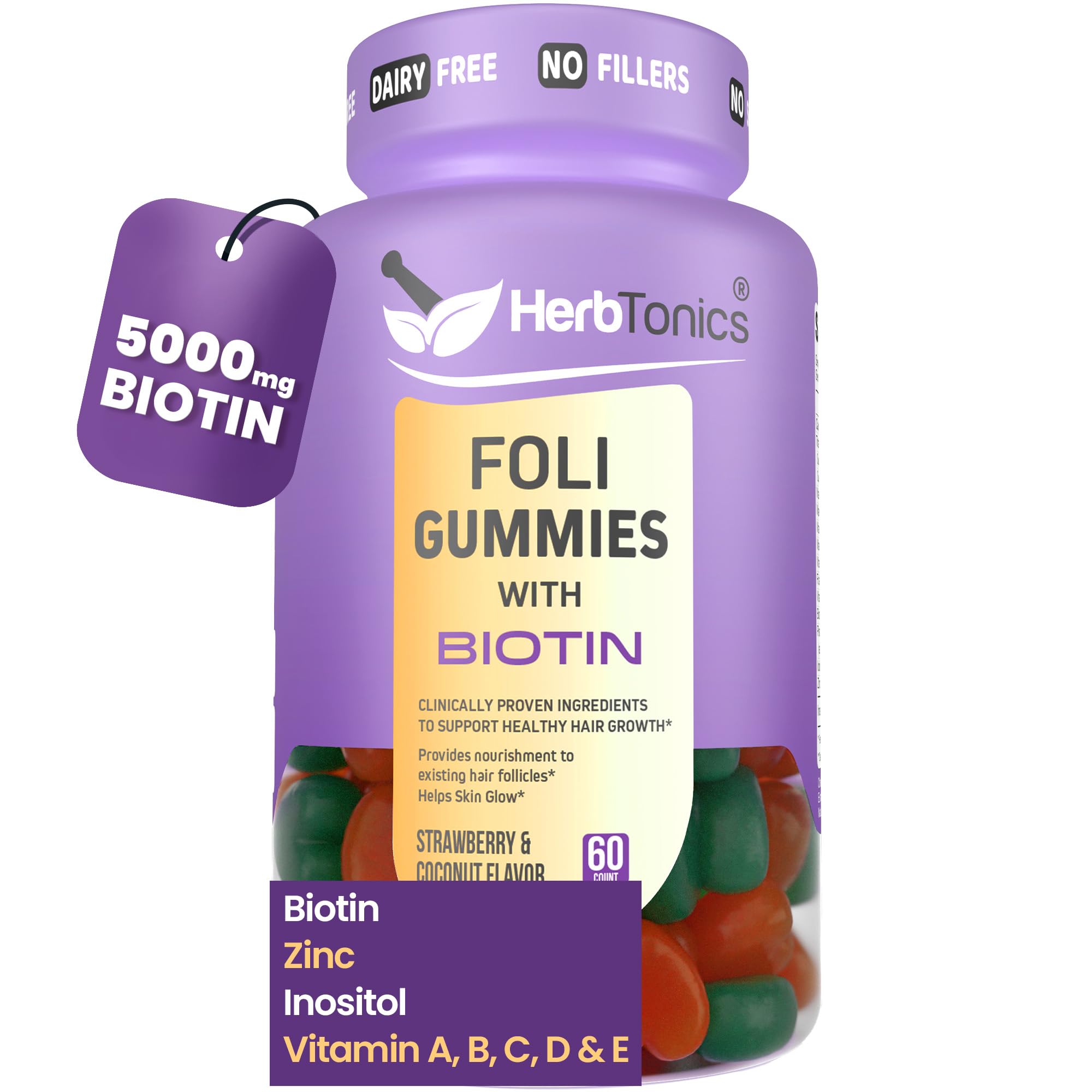 Herbtonics Foli Biotin Gummies bottle on white background
