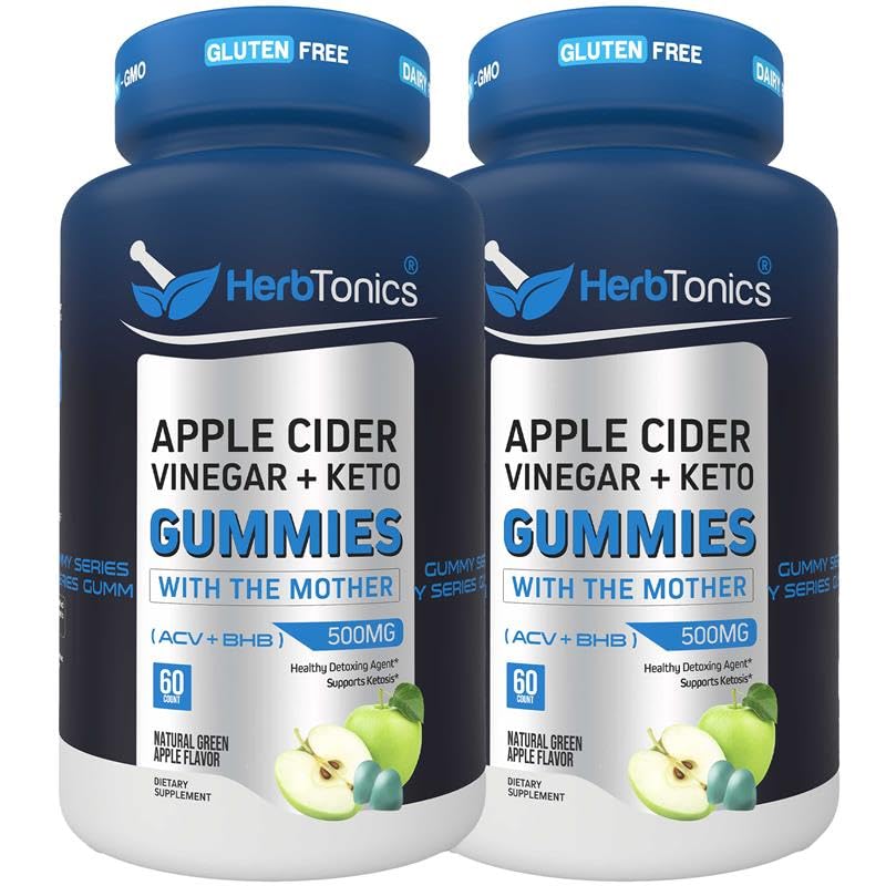 Herbtonics front label showing sugar-free keto ACV gummies and benefits