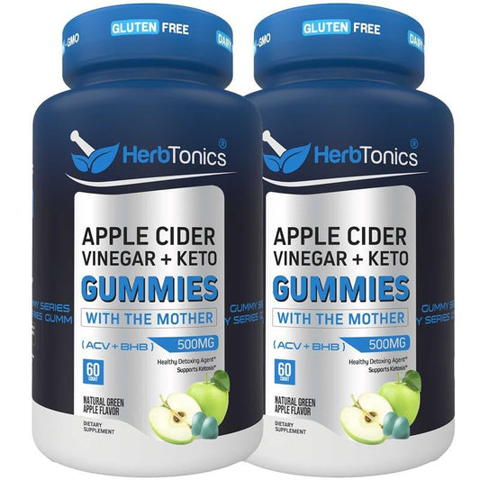 Herbtonics Keto Apple Cider Vinegar Gummies bottle on white background