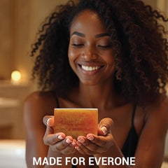 Herbvian back acne soap in use, cleanses hard-to-reach areas effectively.