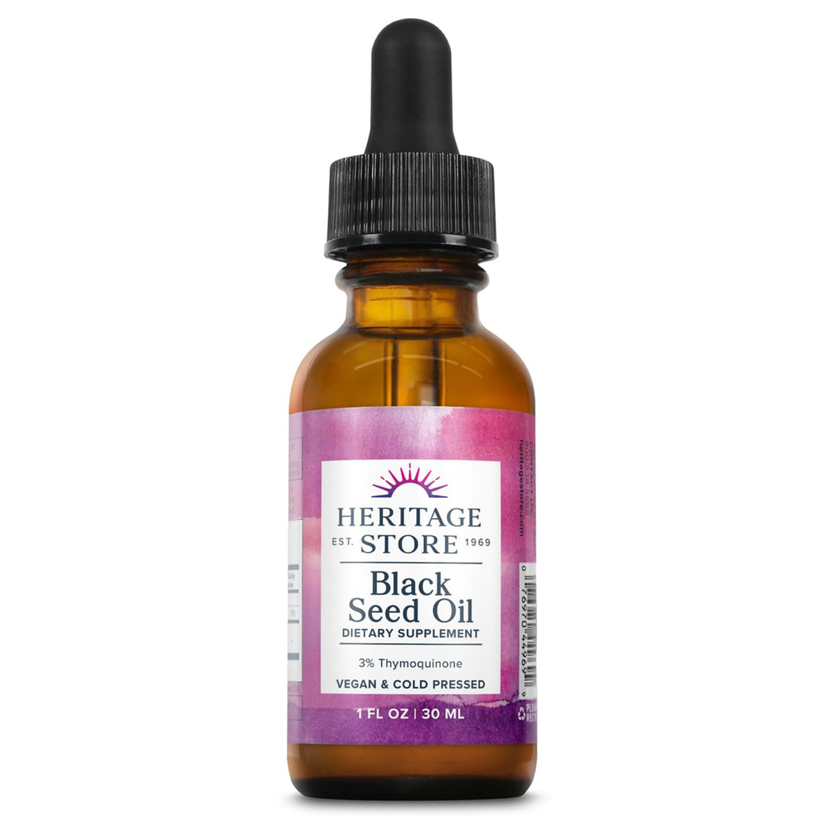 Heritage Store Black Seed Oil 1 fl oz in an amber bottle