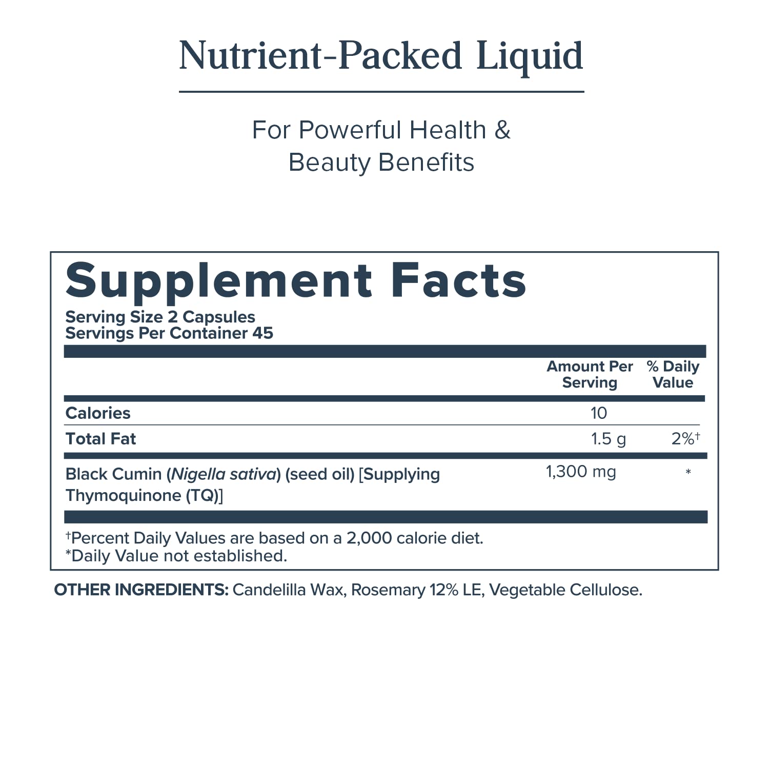 650mg black seed oil liquid capsules bottle with label visible