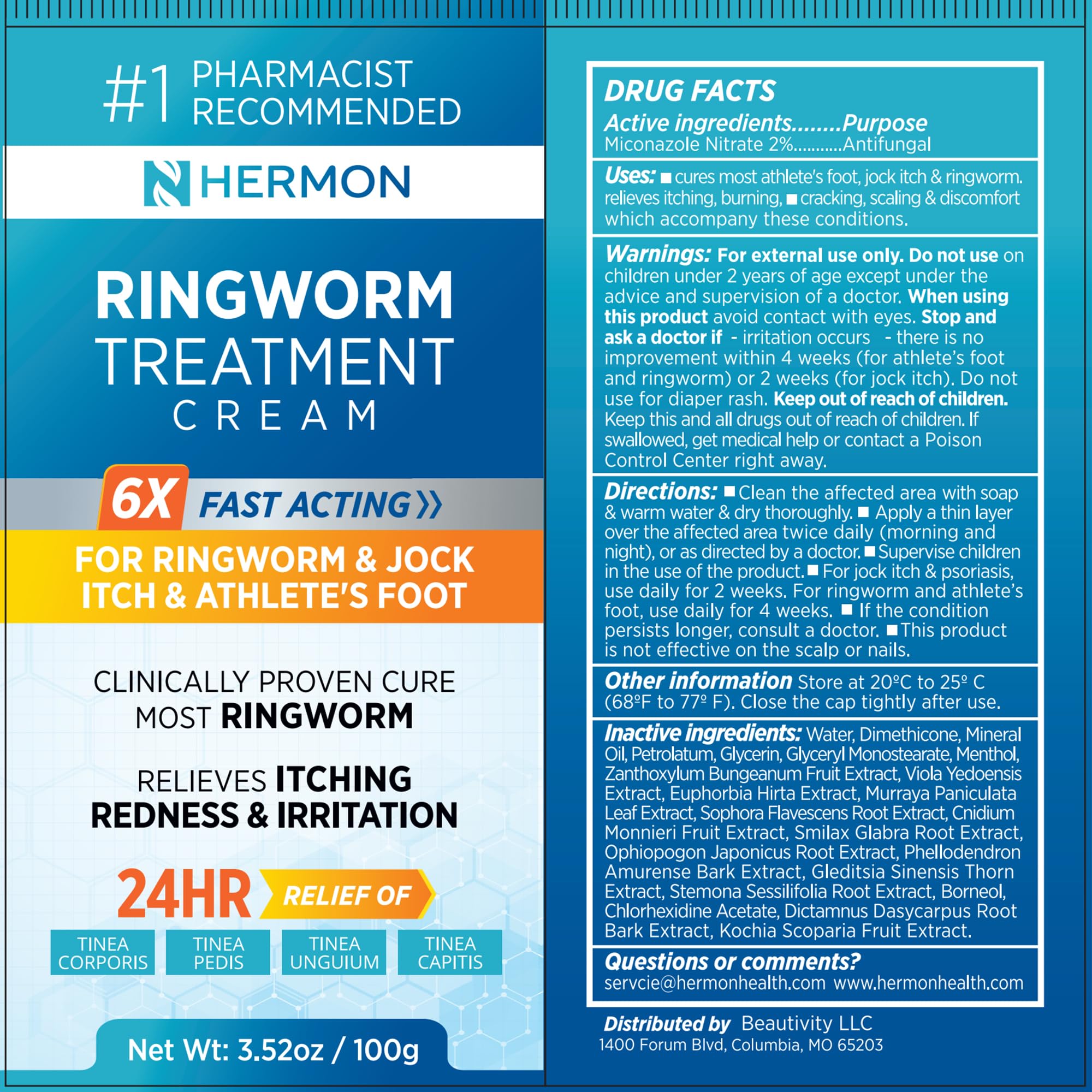 Hermon antifungal ringworm cream illustration highlighting targeted skin support.