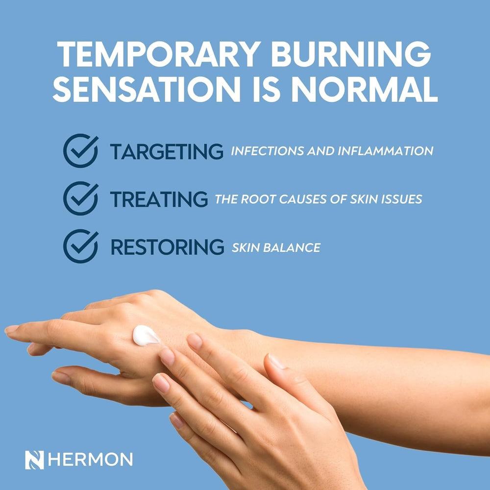 Hermon Jock Itch Cream applied to feet for itch relief