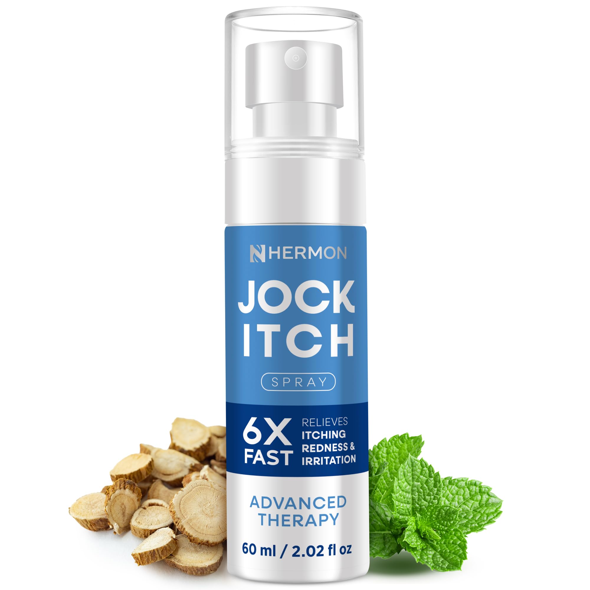 Hermon Jock Itch Spray care routine image suggests daily use benefits.