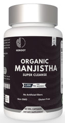 Front view of Heroot Organic Manjistha Root 400mg bottle