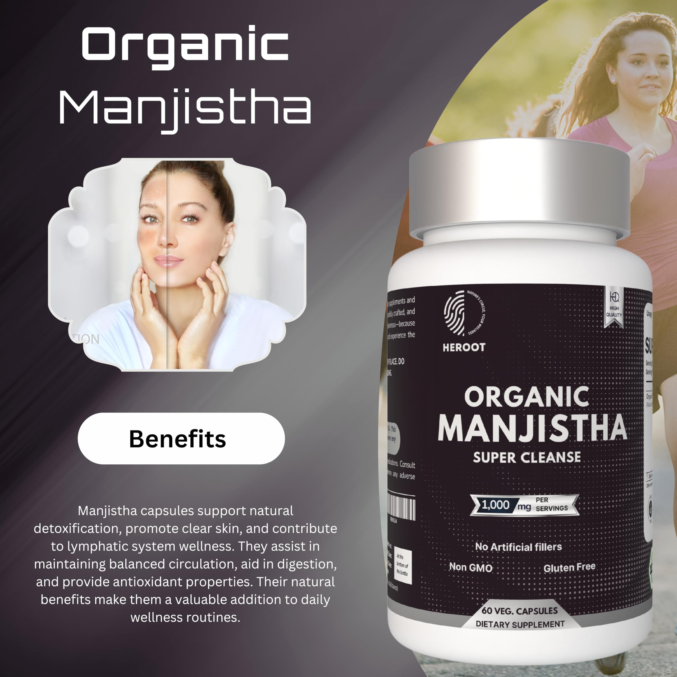 Lifestyle shot showing daily integration of Manjistha Root 400mg
