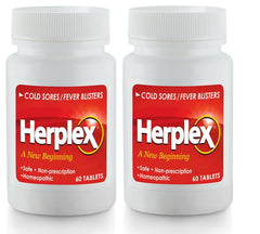 Herplex Premium Tablets bottle front — portable support for cold sore symptoms.
