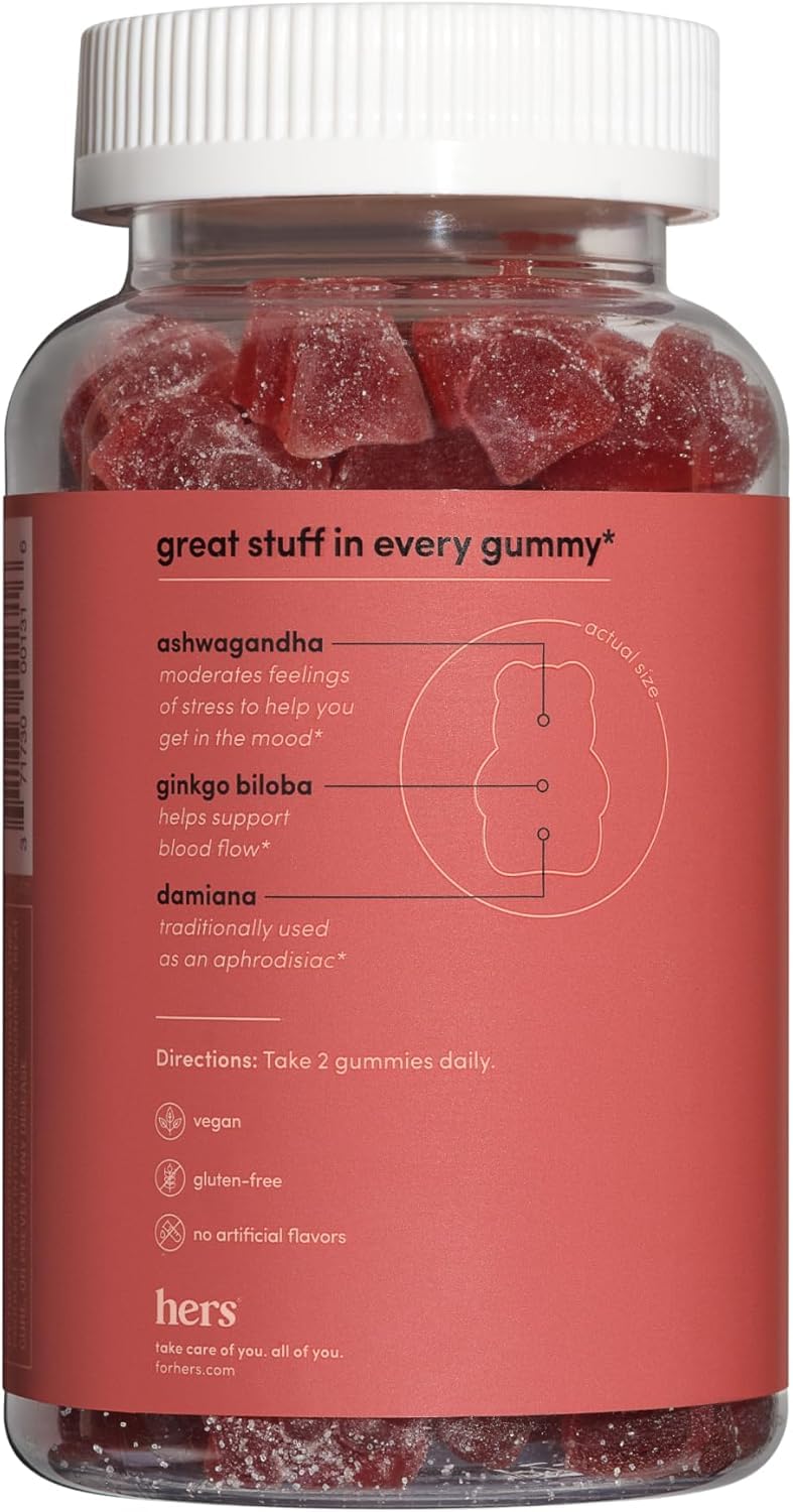 Hers Desire Libido Gummies with natural strawberry color and textures