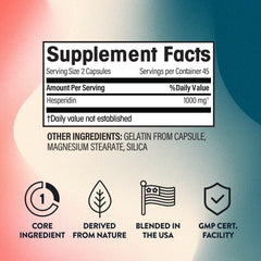 Close-up of hesperidin bottle label