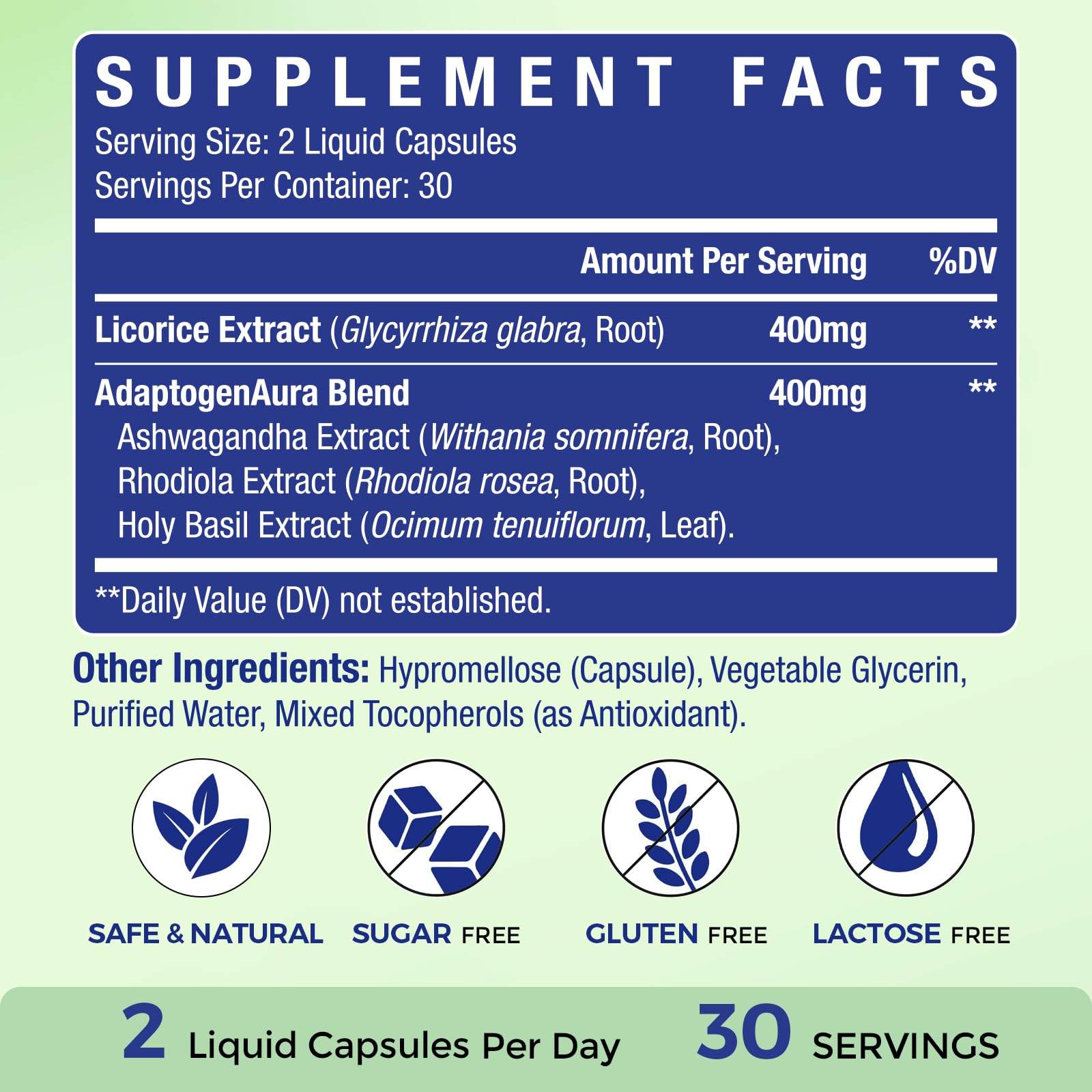 Close-up of licorice root liquid capsules