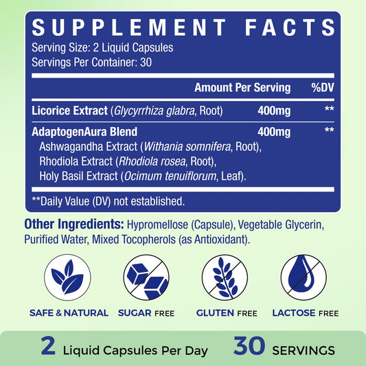 Close-up of licorice root liquid capsules