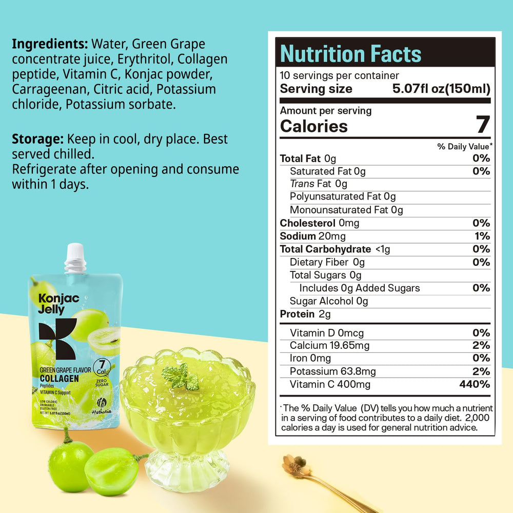 Green grape flavor konjac jelly squeeze pouch