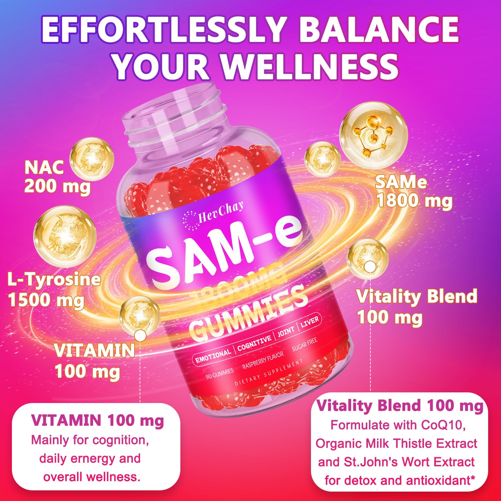 Premium B vitamin complex in SAM-e formula