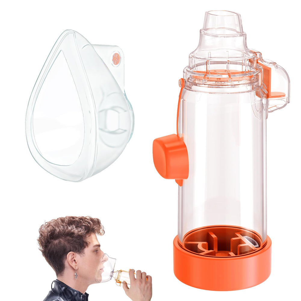 HEWEJA NESSI OTC Spacer adult front view with orange mask for comfortable use.
