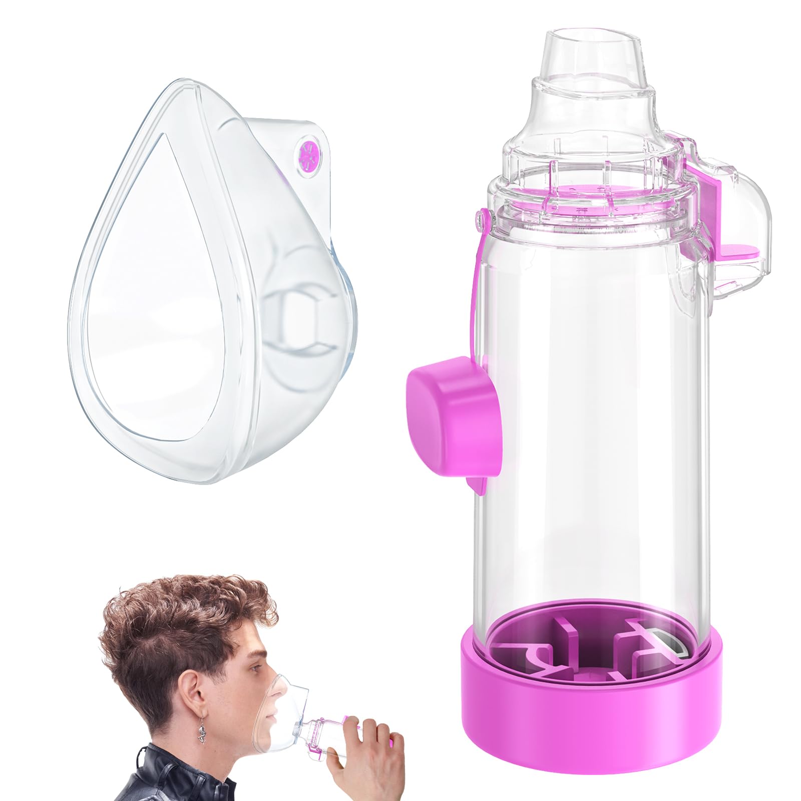 HEWEJA NESSI OTC Spacer with soft silicone mask promotes gentle comfort for kids and adults.