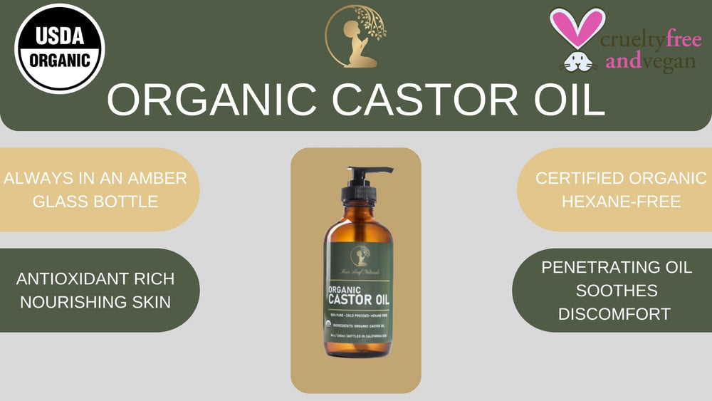 Hexane-free cold-pressed organic castor oil 8 oz label