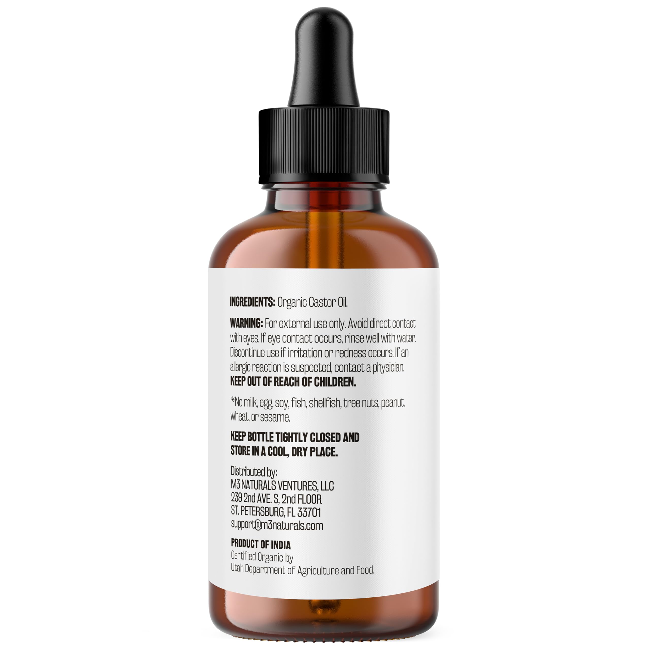 Hexane-free cold-pressed unrefined castor oil label