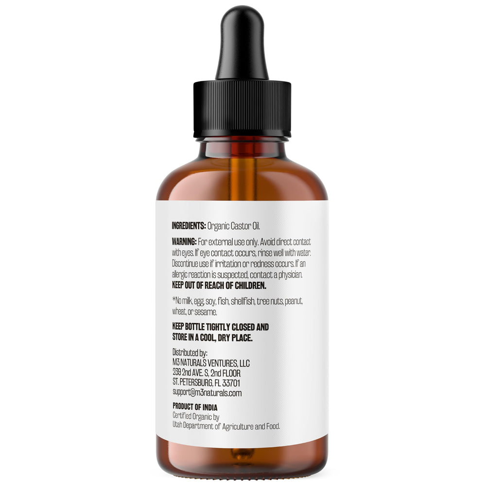Hexane-free cold-pressed unrefined castor oil label