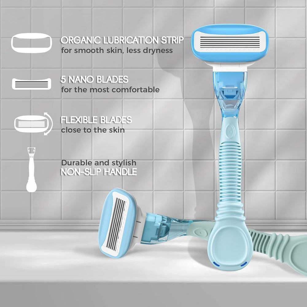 Close-up of HEYAXA 5 nano blades for a cooler shave.