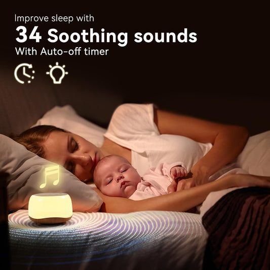 HEYAXA night-light colors display with adjustable brightness for soothing bedtime ambience.