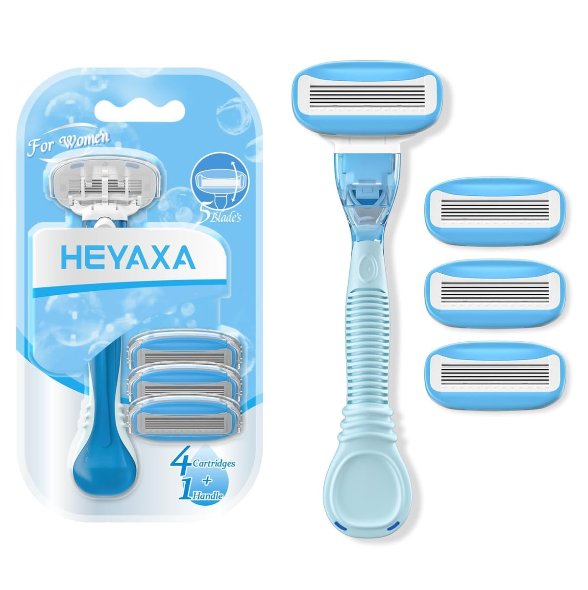 HEYAXA sky blue razor setup for a smooth, precise shave.