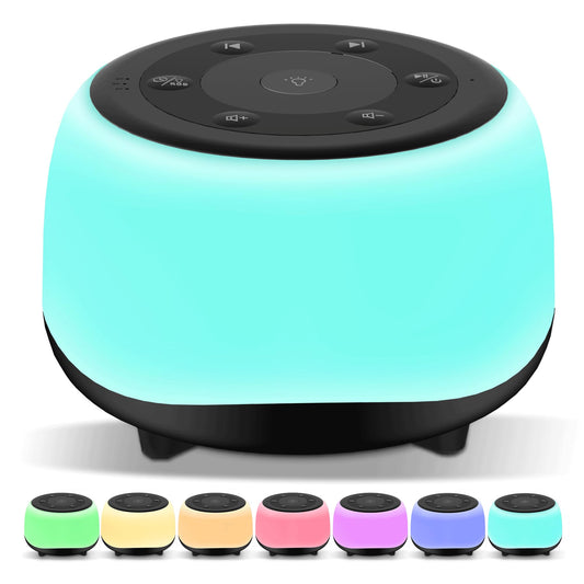 HEYAXA white noise machine black front view for portable sleep aid.