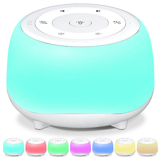 HEYAXA white noise machine in nursery setup for better sleep
