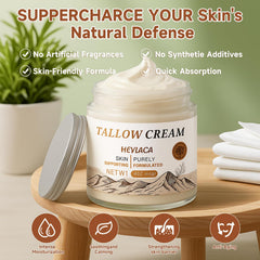 Heylaca tallow bottle pour illustrating fast-absorbing texture.