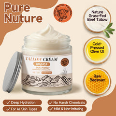 Heylaca tallow hands application showing nourishing moisture for dry skin.