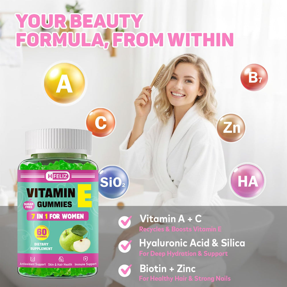 Graphic showing 7-in-1 skin, hair and antioxidant benefits