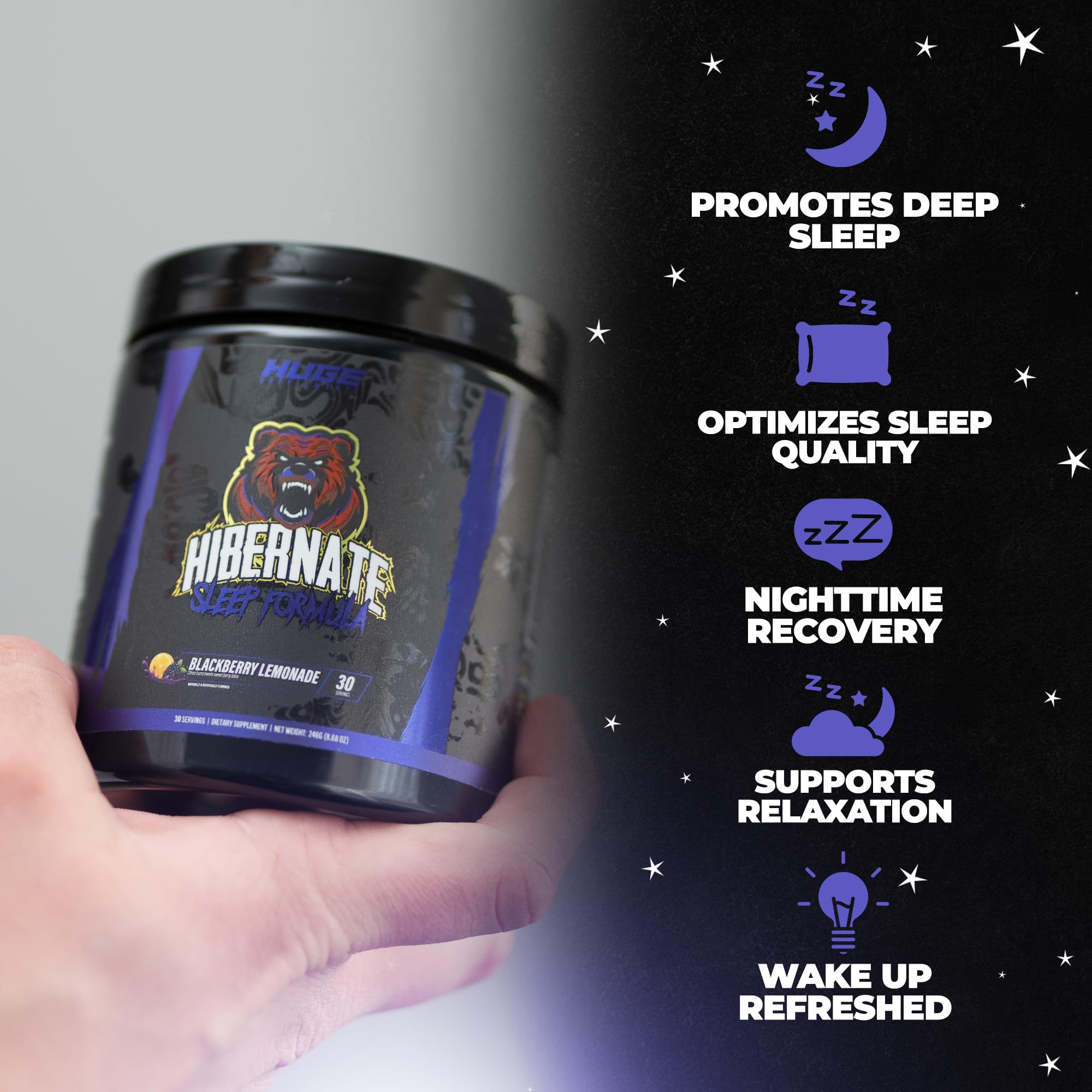 Close-up of Hibernate supplement ingredients