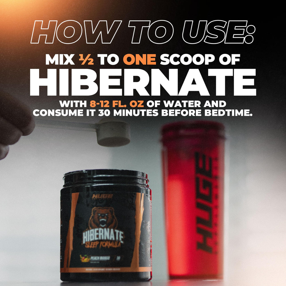 Relaxed nighttime lifestyle scene featuring Hibernate Sleep Supplement