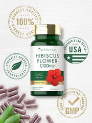 Hibiscus capsules 1100 mg Carlyle bottle close-up