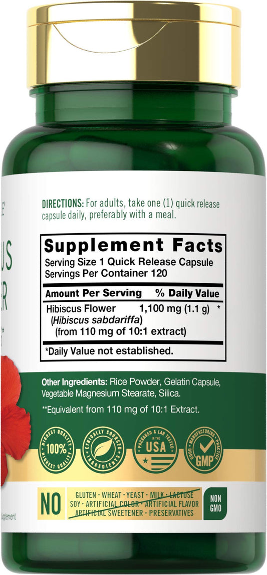 Hibiscus Flower Extract 1100 mg capsules Carlyle label