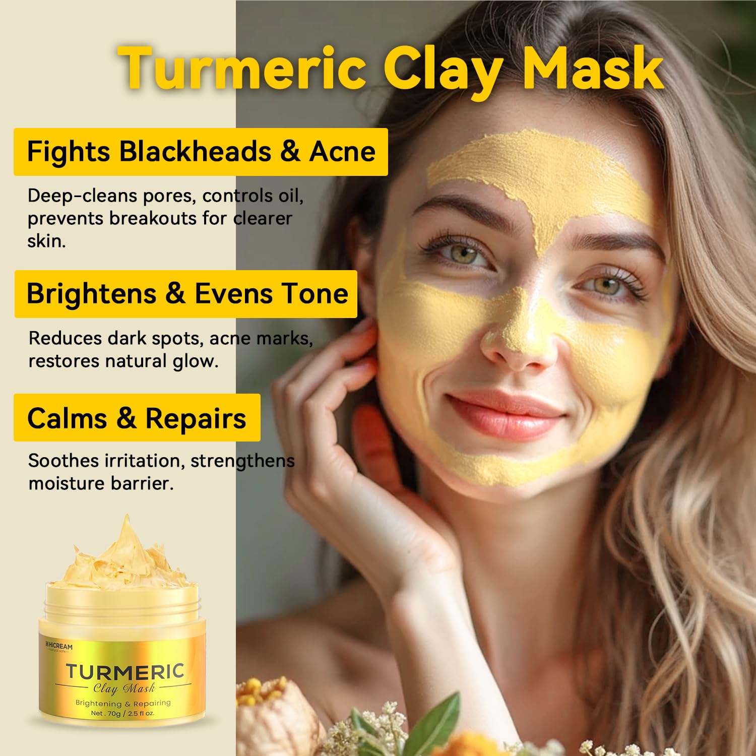 Hicream dead sea mud mask emphasizing mineral-rich formula for oil balance.