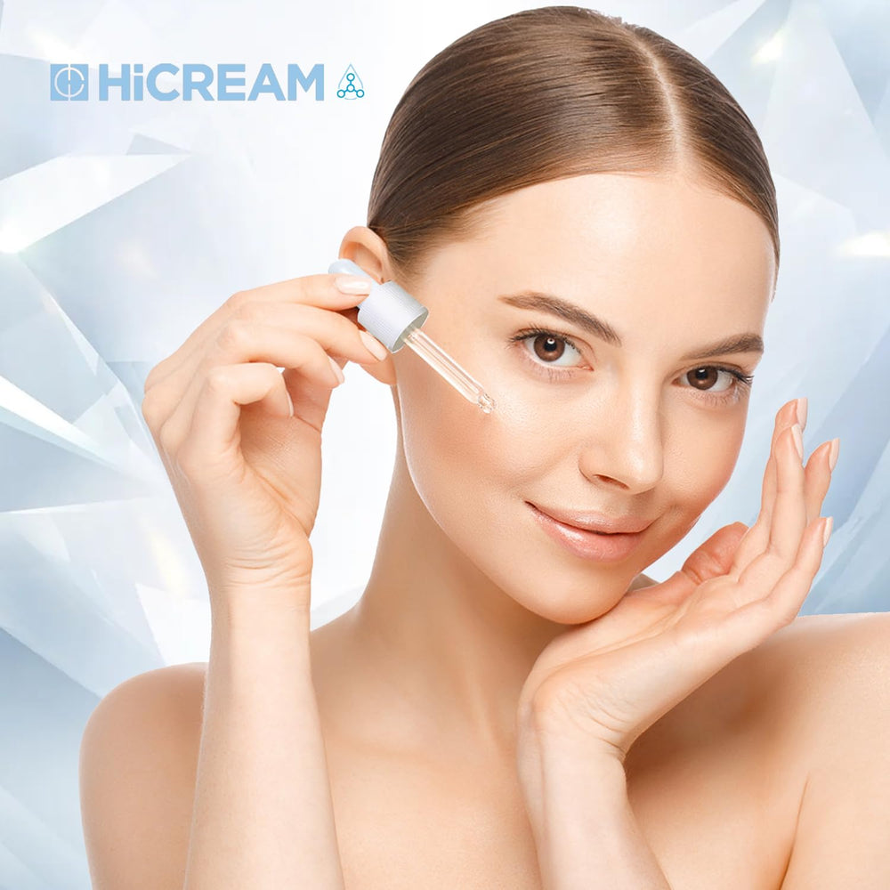 Hicream before-after hydration concept for skin.
