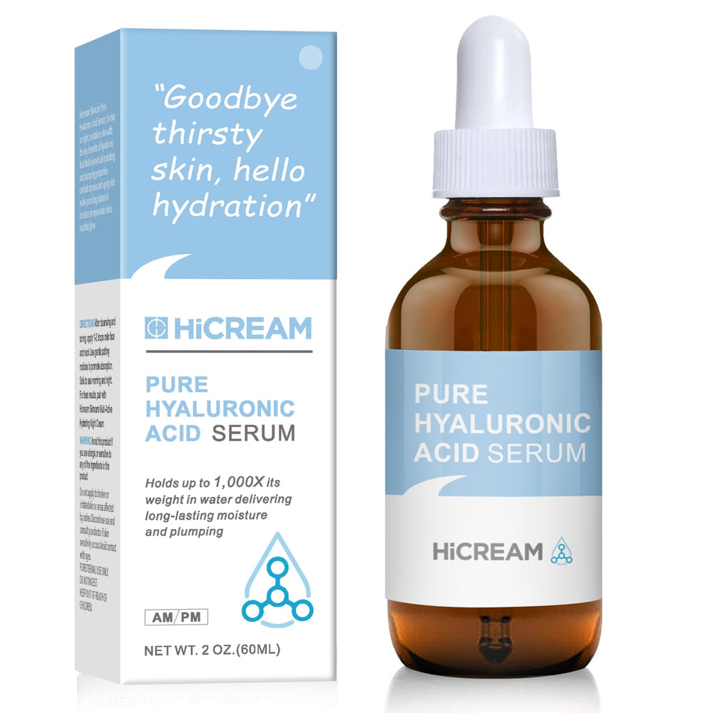 Hicream Hyaluronic Acid Serum bottle for daily hydration.