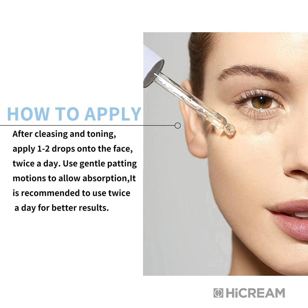 Hicream Hyaluronic Acid Serum provides a natural glow.