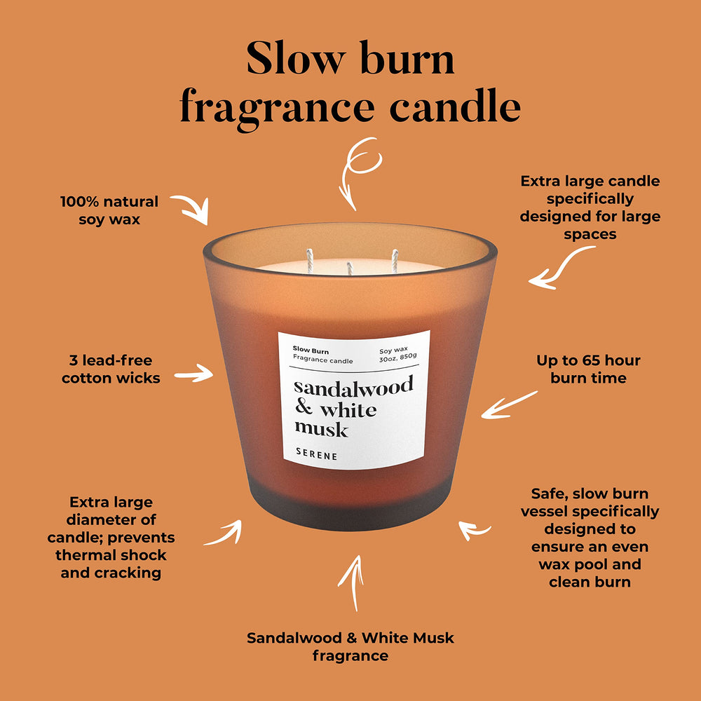Large-space candle in a heat-resistant glass jar – Sandalwood & White Musk