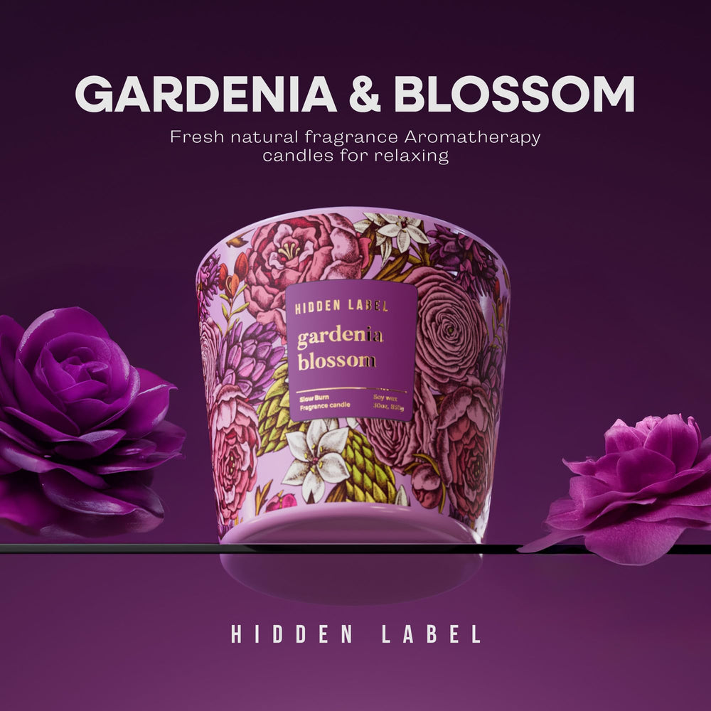 Hidden Label clean-burning soy wax with lead-free wicks minimizes soot in home.