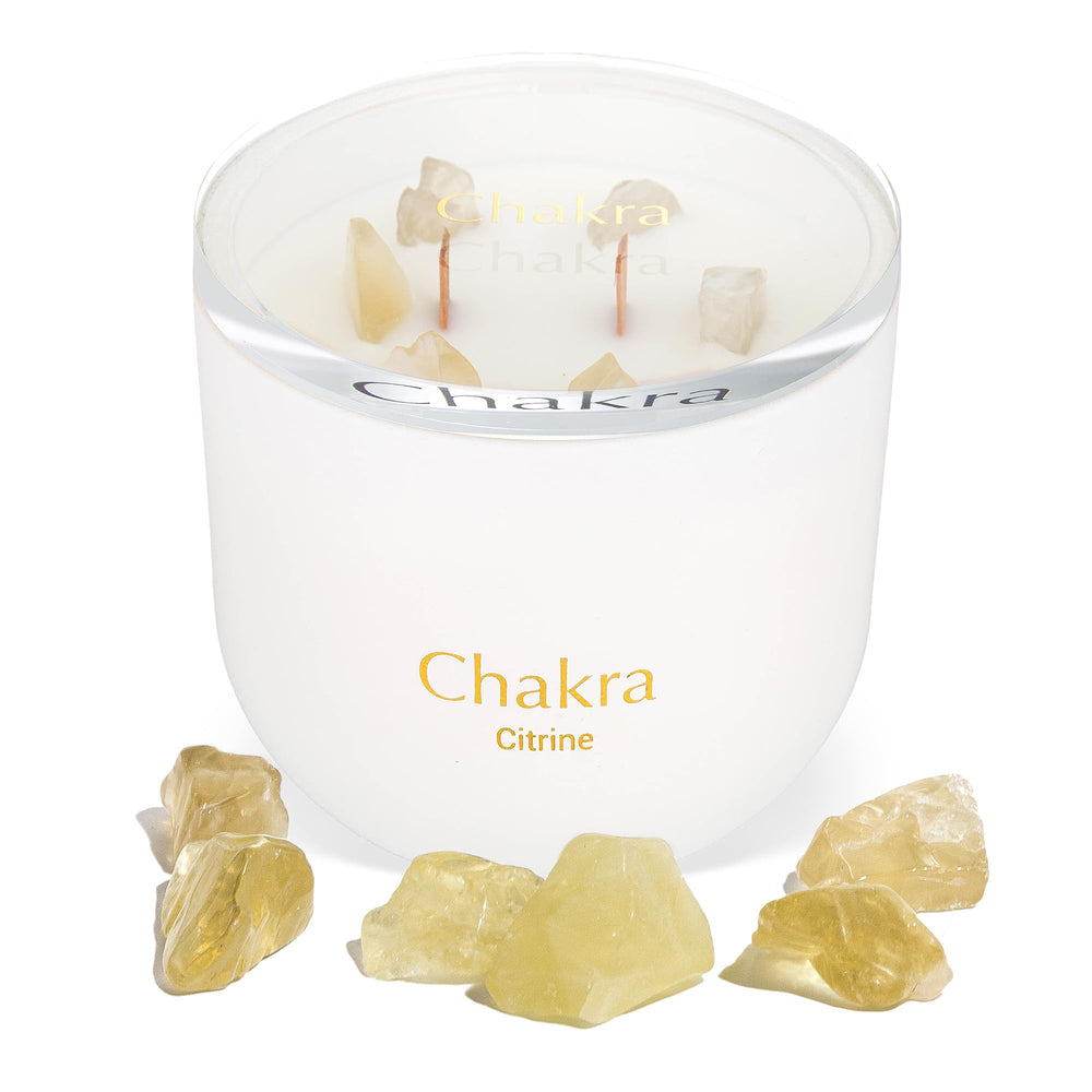 Hidden Label Healing Crystal Candle with Citrine crystal and wooden wick