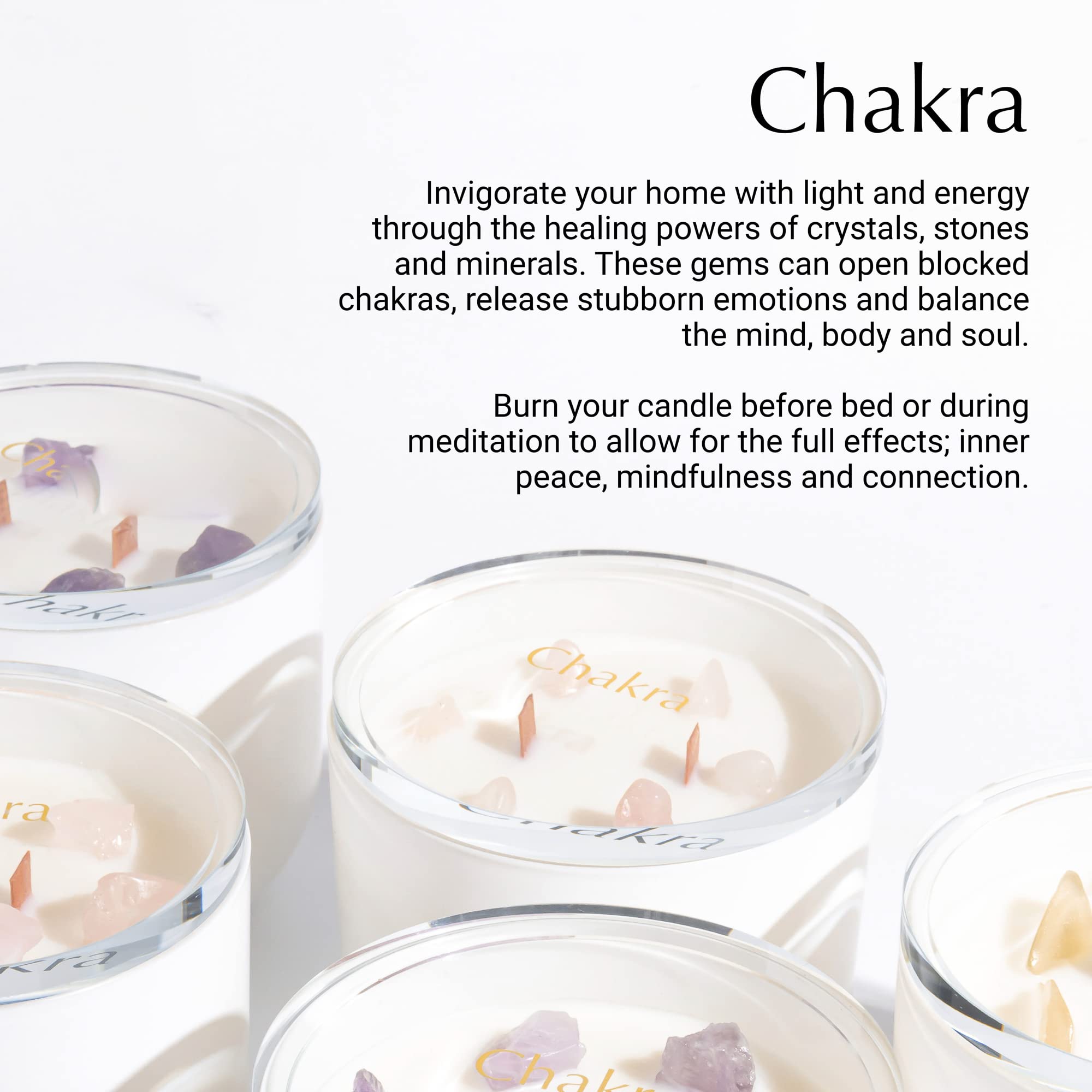 Citrine crystal visible inside the 12oz soy candle