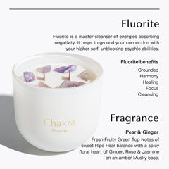 Crystal candle jar showing 6 crystals and clear glass
