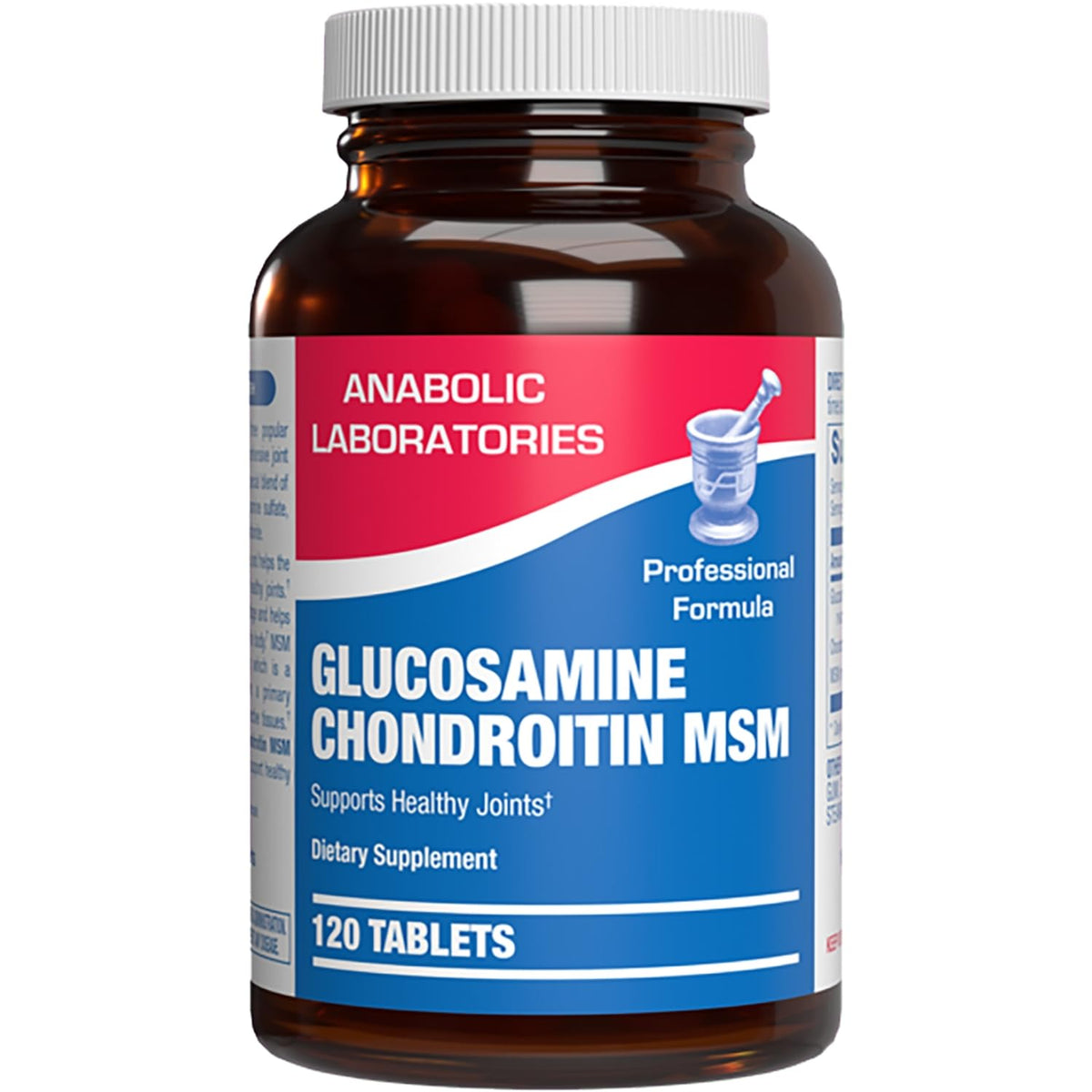 Bottle label for high absorption glucosamine chondroitin msm with 120 servings