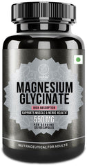 Front view of High Absorption Magnesium Glycinate 550mg bottle with 120 vegetarian capsules