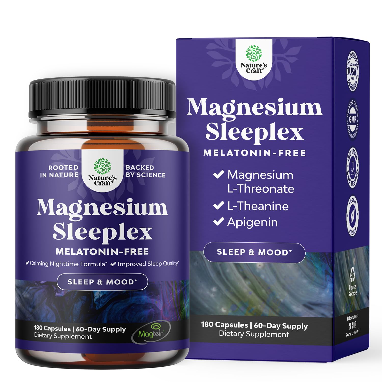 High Absorption Magnesium sleep supplement bottle and capsules