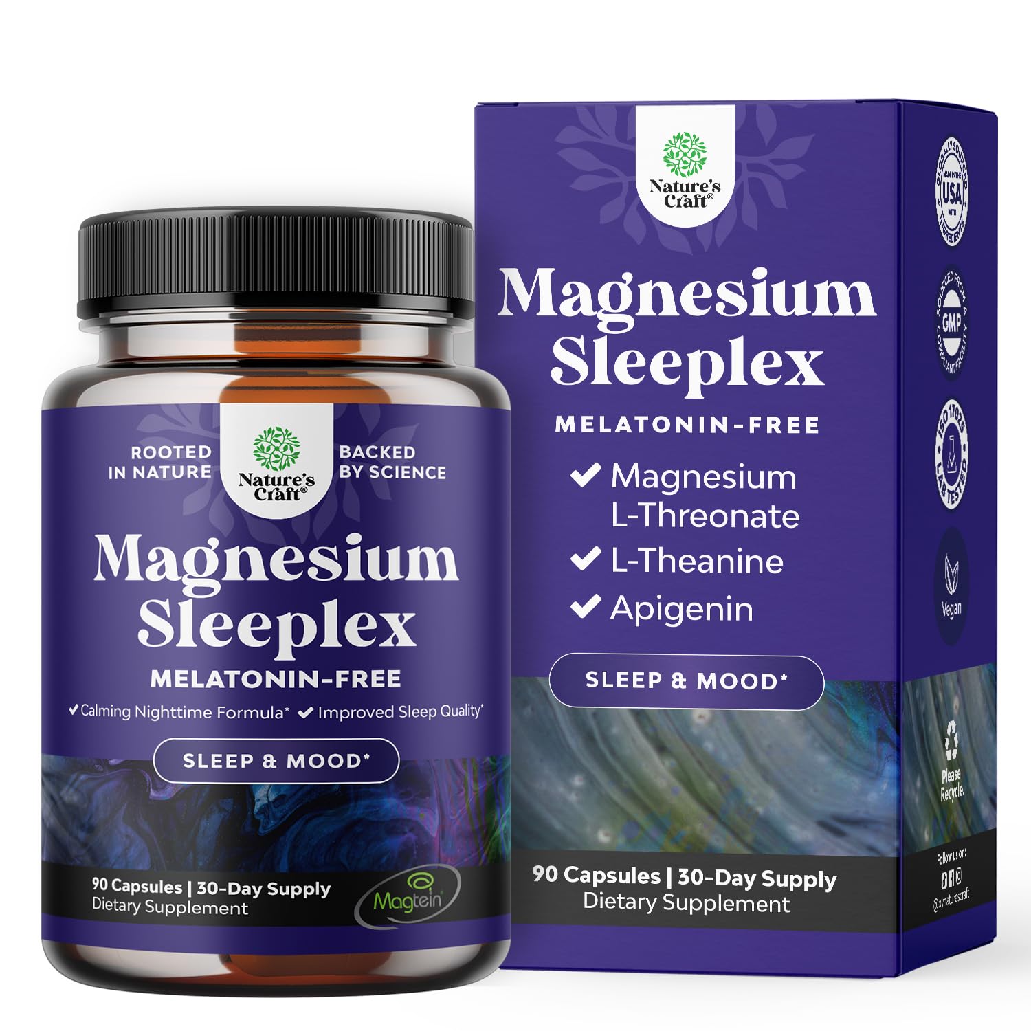 Bottle of high-absorption magnesium sleep supplement