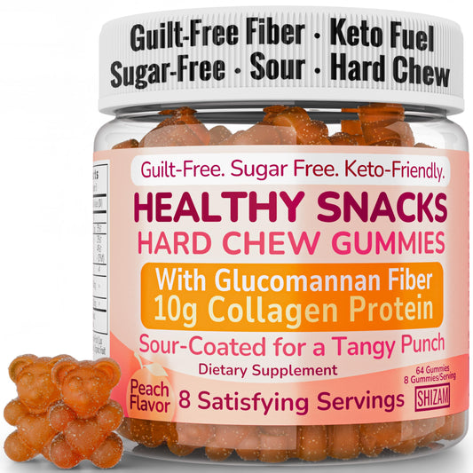 Bottle front of High-Fiber Keto Snacks strawberry gummies