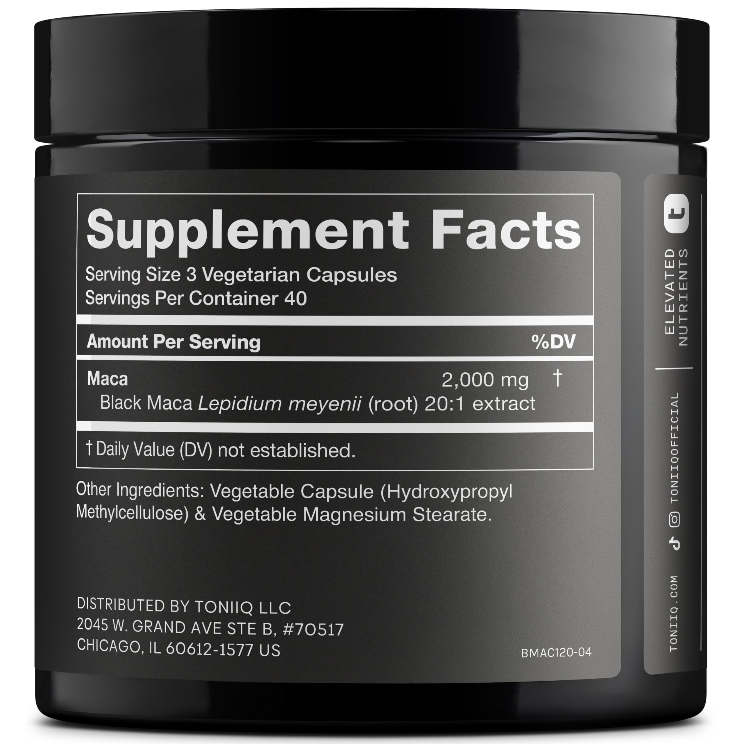 High-potency 2000 mg black maca per capsule